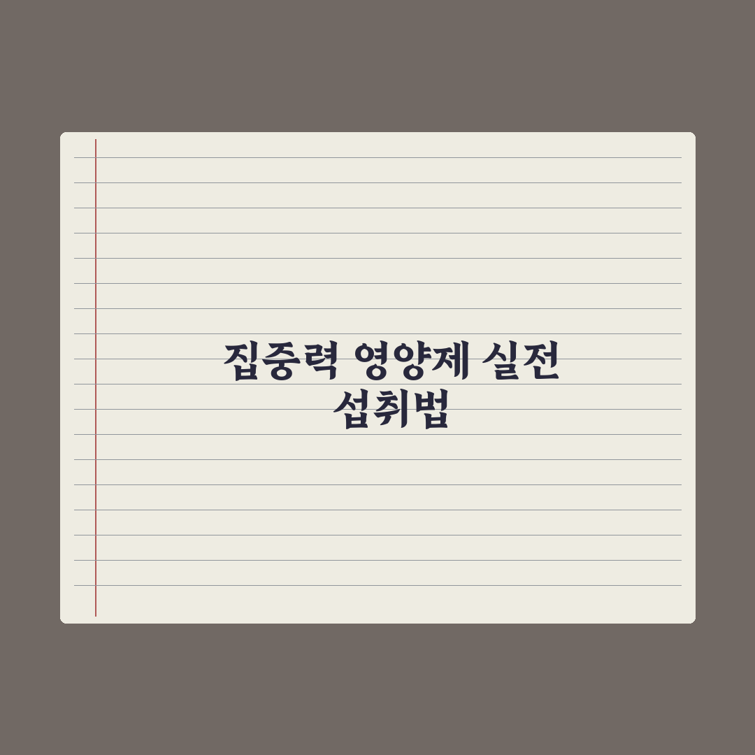 집중력 개선 영양제 - 학습·업무용 정리 완벽가이드, 전문가 엄선 5선