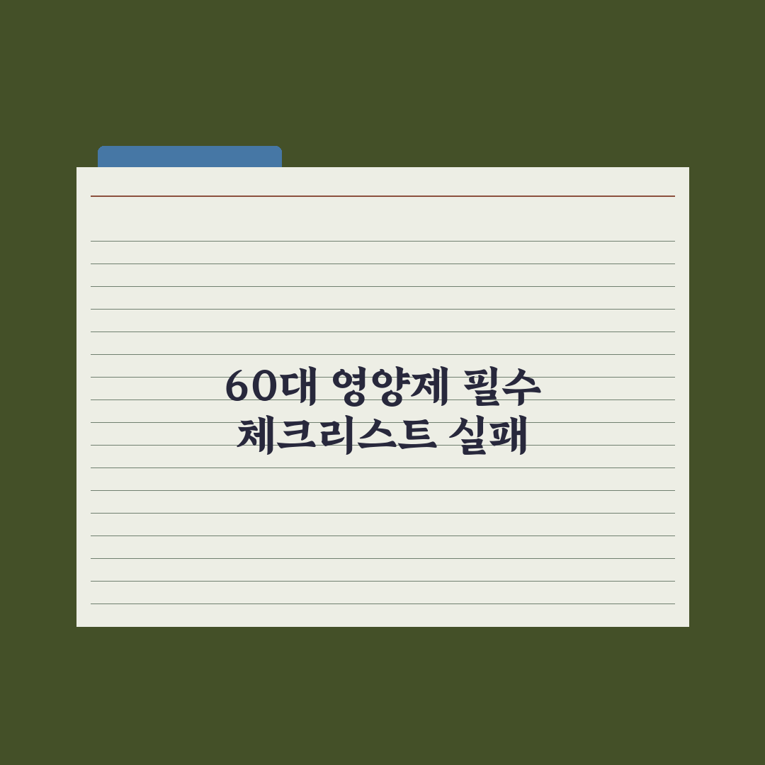 60대 영양제 - 노화 대비 핵심 5가지 심층분석, 전문가 엄선 필수 성분