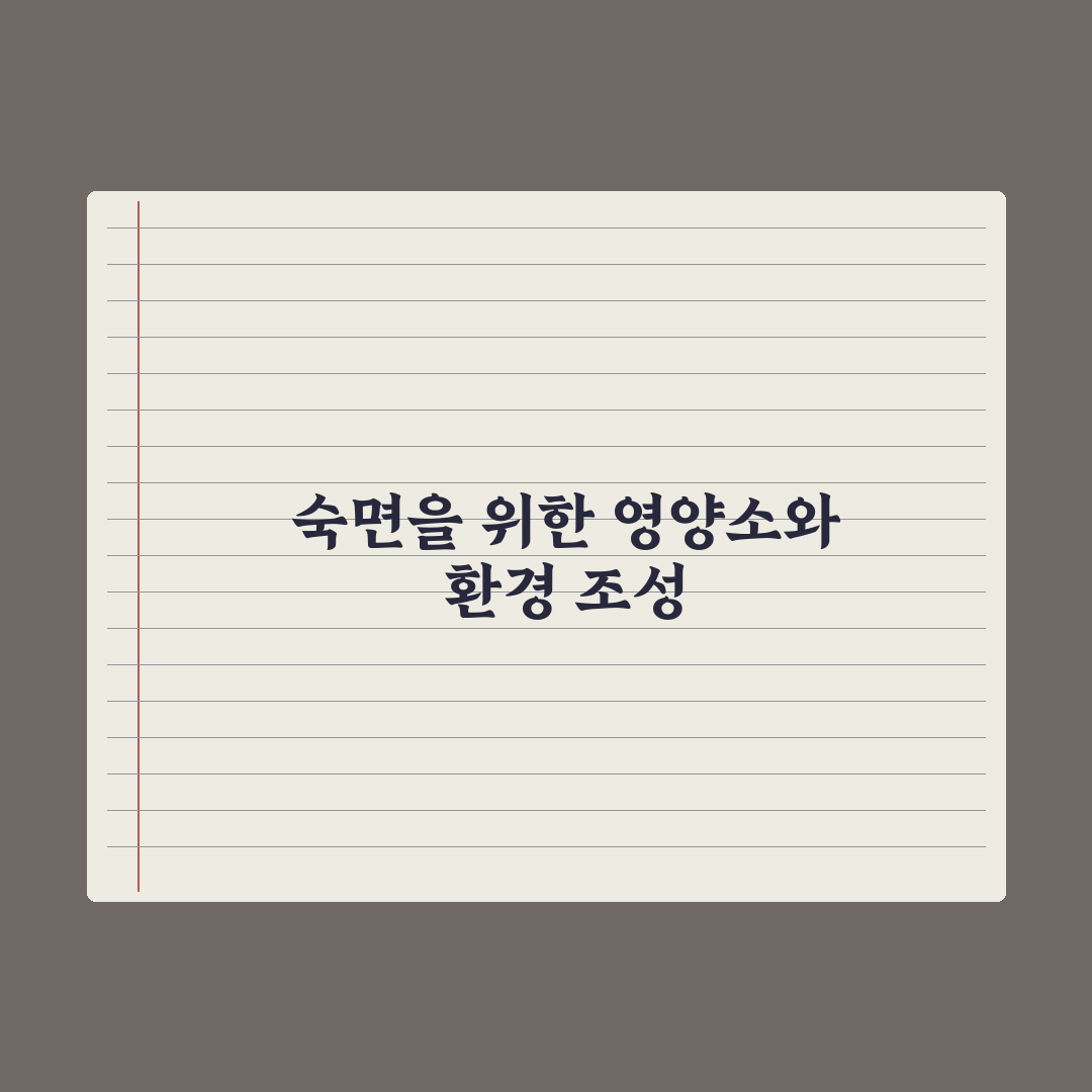 수면의 질을 높이는 영양소와 환경 조성법 핵심정리, 전문가 검증 5단계